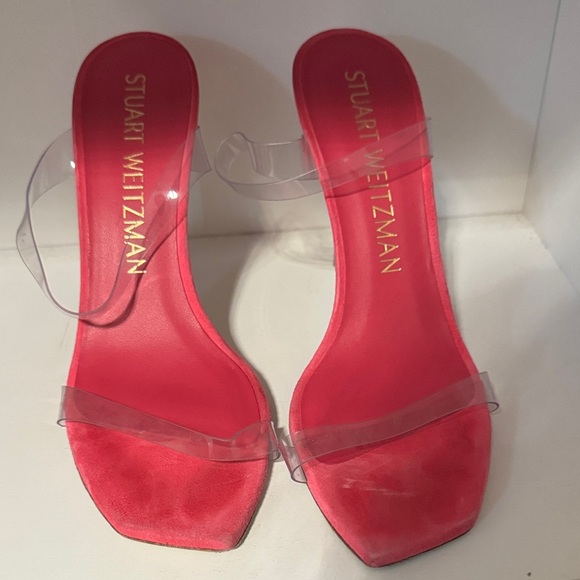 Stuart Weitzman Women's Pink Heels with Clear Straps - Picture 1 of 4